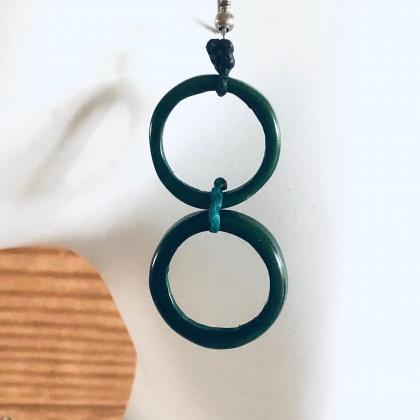 Green Heart Of Palm Necklace Earrings Set,two..