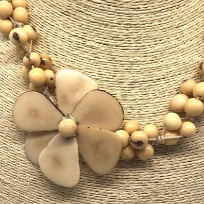 Yvory Tagua Necklace And Earrings, Acai Seeds..