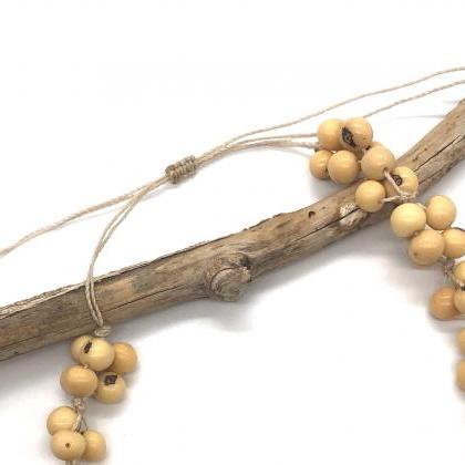 Yvory Tagua Necklace And Earrings, Acai Seeds..