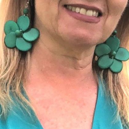 Jade Green Tagua Necklace And Earrings, Statement..