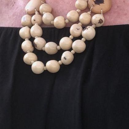 Ivory Necklace And Earrings, Layer Necklace, Bib..