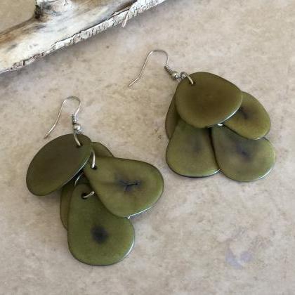 Olive Green Necklace and Earrings, ..