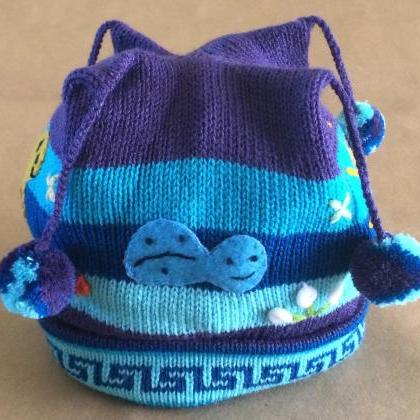 Blue Cap Hat, Kids Hat, Knitwear Hat, Stretch Hat,..