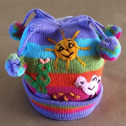 Rainbow Hat Cap, Kids Hat, One Size Hat, Knitwear..