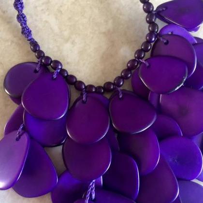 New! Purple Tagua Nut Necklace and ..