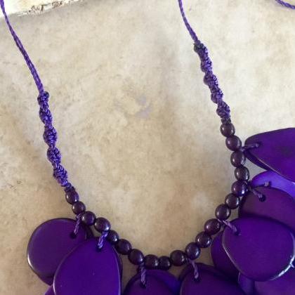 New! Purple Tagua Nut Necklace and ..