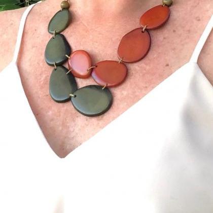 Two Chunky Tagua Nut Statement Necklaces