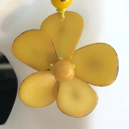 Yellow Earrings, Flower Earrings, Statement..