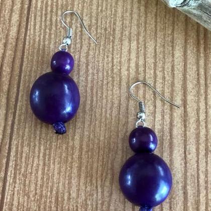 Purple Tagua Necklace And Earrings, Bombona Seeds..