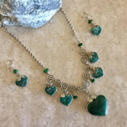 New! Chrysocolla Necklace and Earri..