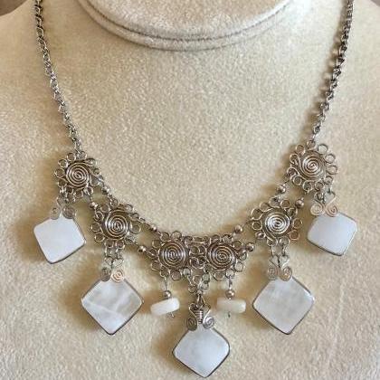 Peruvian Opal Necklace, Diamond Shape Necklace,..