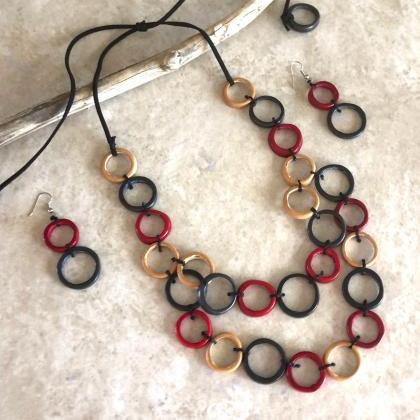 ! Vegan Heart Of Palm Necklace Earrings Set ,two..