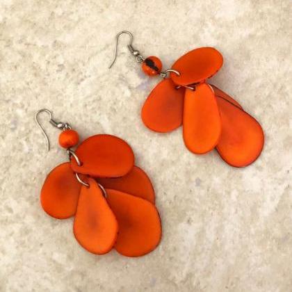 Orange Earrings, Statement Earrings, Dangly..