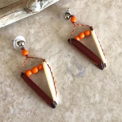 ! Iconographic Tagua Nut Necklace And Earrings,..