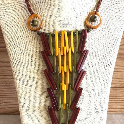 ! Iconographic Tagua Nut Necklace And Earrings,..