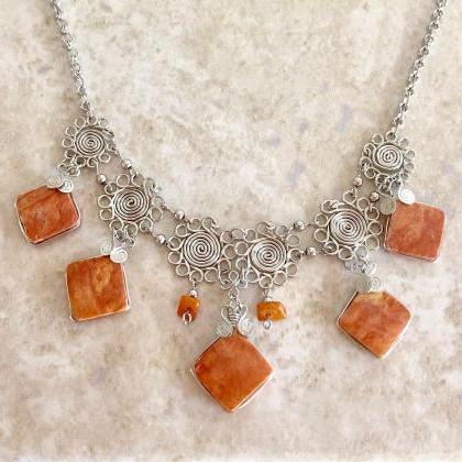 Red Jasper Necklace and Earrings, D..