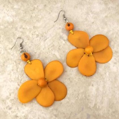 Amber Earrings, Flower Earrings, Statement..