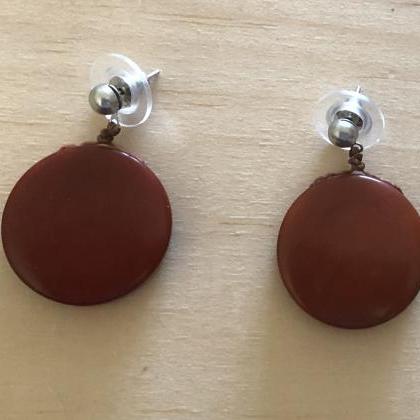 Brown Necklace and Earrings, Round ..