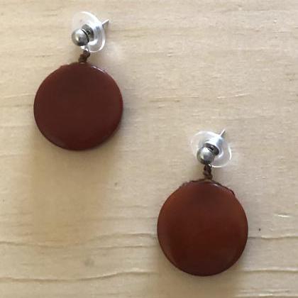 Brown Necklace and Earrings, Round ..