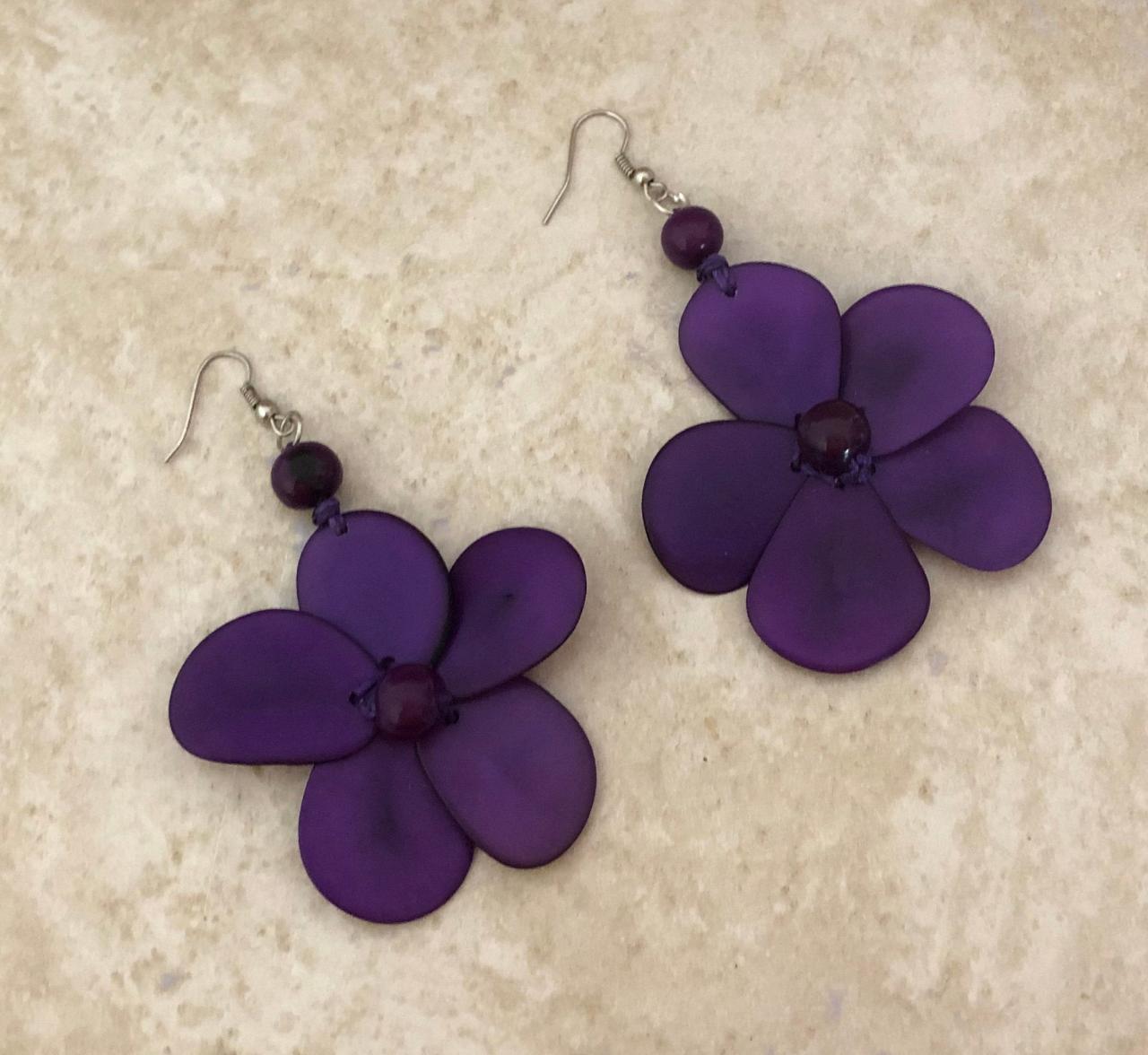 Purple Earrings, Flower Earrings, Holiday Gifts,statement Earrings, Christmas Gift, Handmade Gifts, Black Friday Gifts, Women Gifts, Unique