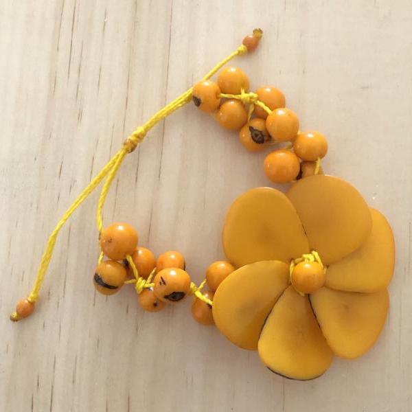 Amber Flower Tagua Bracelet, Açaí Seeds Bracelet, Adjustable Bracelet, Vegan Bracelet, Handmade Bracelet, Statement Bracelet, Exotic.