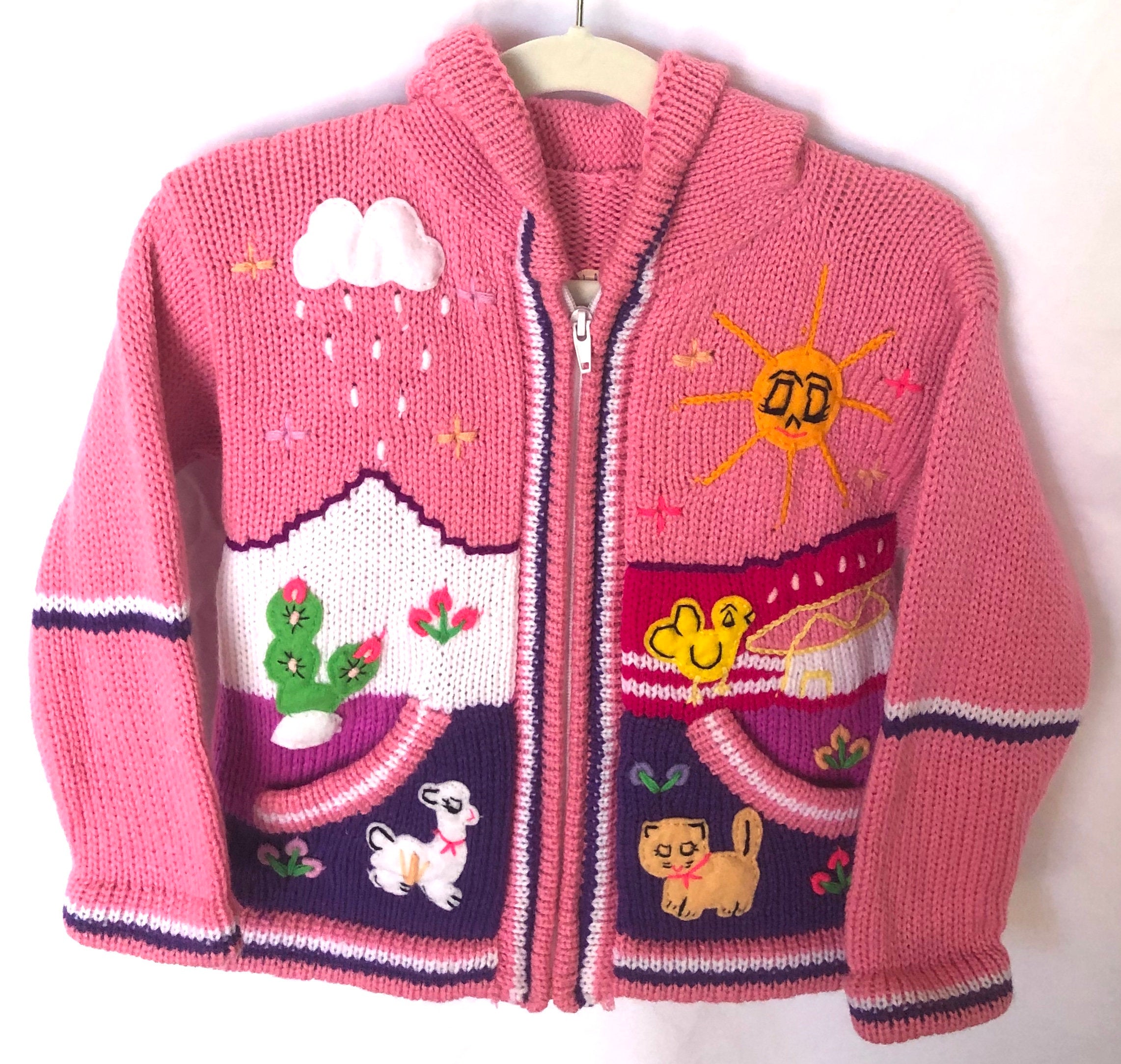 Size 4 Pink Jacket, Hooded Jacket, Winter Jacket, Knitwear Jacket ...